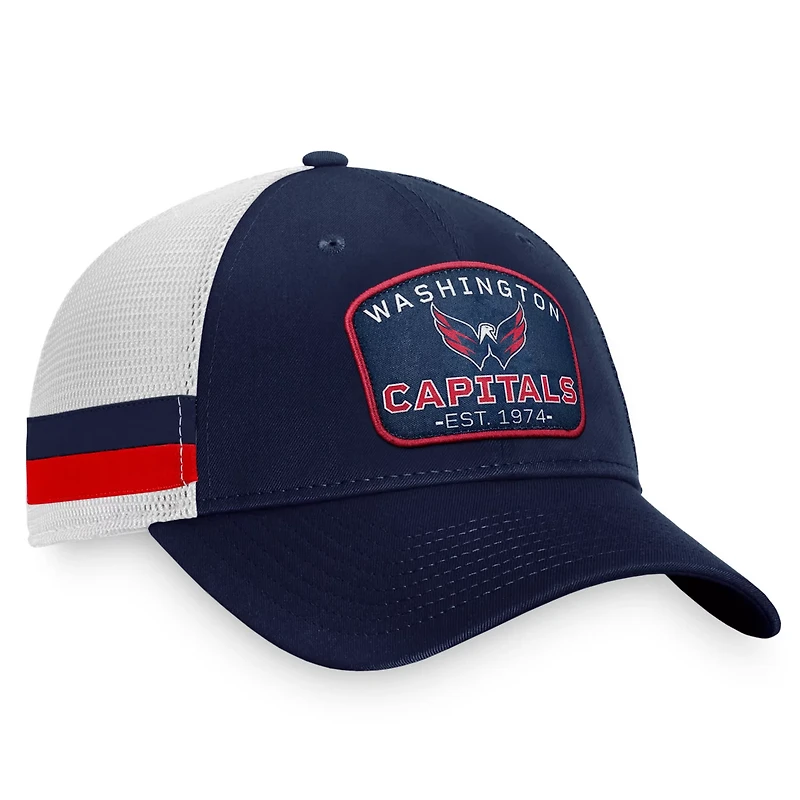 Fanatics /White Washington Capitals Fundamental Striped Trucker Adjustable Hat