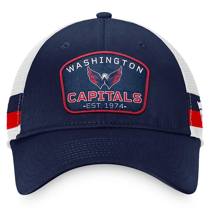 Fanatics /White Washington Capitals Fundamental Striped Trucker Adjustable Hat