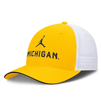 Jordan Brand College White Michigan Wolverines Rise Adjustable Trucker Hat