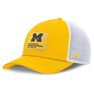 Jordan Brand White Michigan Wolverines 2025 On-Field Rise Engineered Trucker Adjustable Hat