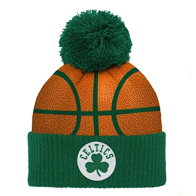 Kelly Boston Celtics Basketball Head Cuffed Knit Hat with Pom