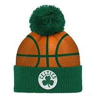 Kelly Boston Celtics Basketball Head Cuffed Knit Hat with Pom