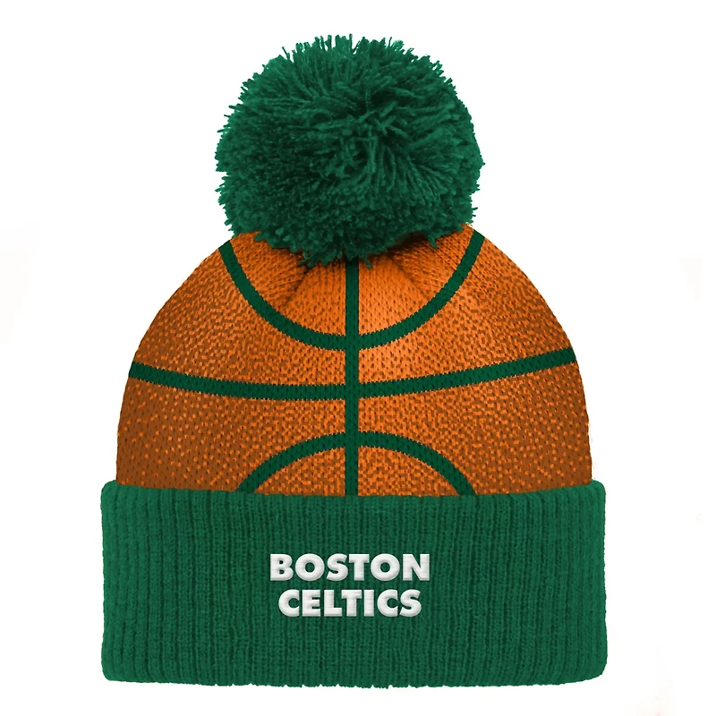 Kelly Boston Celtics Basketball Head Cuffed Knit Hat with Pom