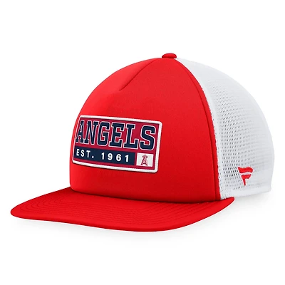 Majestic White Los Angeles Angels Foam Trucker Snapback Hat