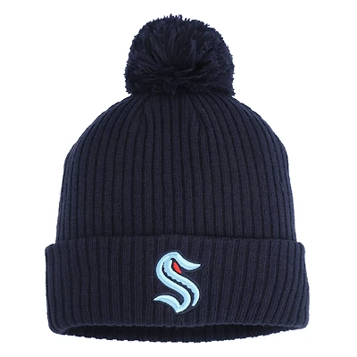 Men's Fanatics Deep Sea Seattle Kraken Cuffed Knit Hat with Pom
