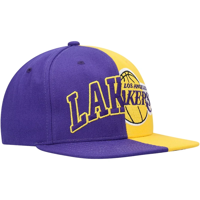 Mitchell Ness /Gold Los Angeles Lakers Half and Half Snapback Hat