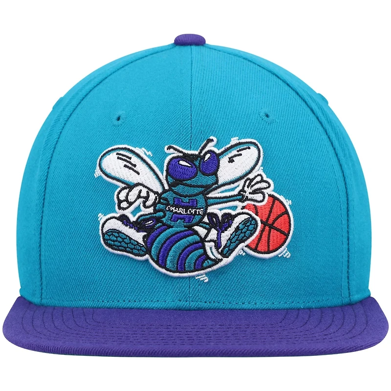 Mitchell  Ness /Purple Charlotte Hornets Hardwood Classics Team Two-Tone 20 Snapback Hat