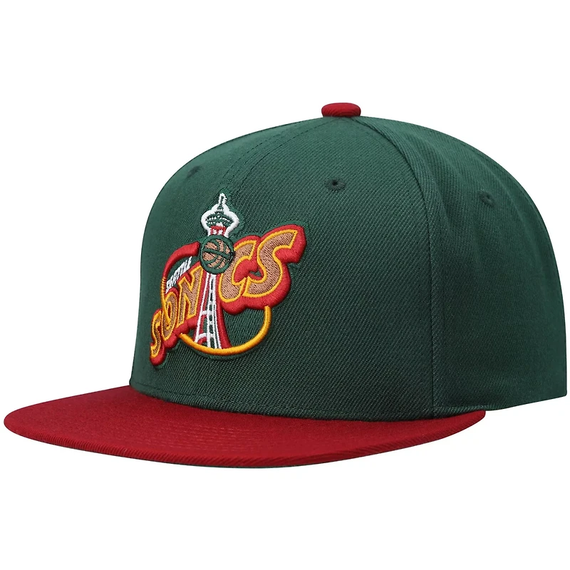 Mitchell  Ness /Red Seattle SuperSonics Hardwood Classics Team Two-Tone 20 Snapback Hat