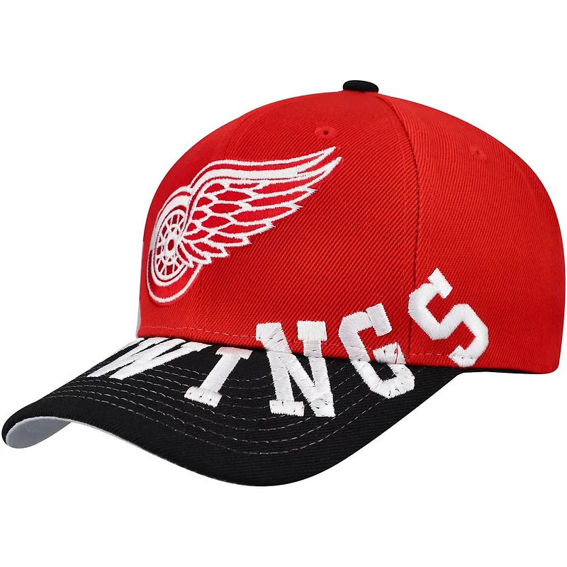 Mitchell  Ness Black Detroit Wings Underarch Two-Tone Pro Crown Snapback Hat
