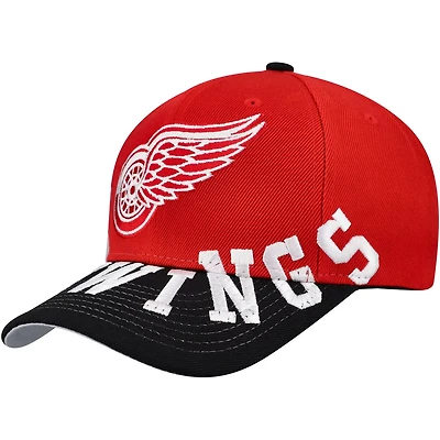 Mitchell  Ness Black Detroit Wings Underarch Two-Tone Pro Crown Snapback Hat