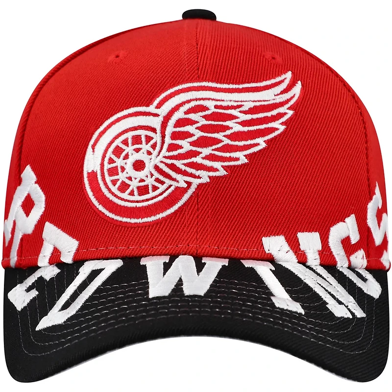 Mitchell  Ness Black Detroit Wings Underarch Two-Tone Pro Crown Snapback Hat
