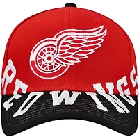 Mitchell  Ness Black Detroit Wings Underarch Two-Tone Pro Crown Snapback Hat