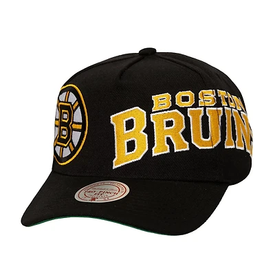Mitchell Ness Boston Bruins Busted Logo Wordmark Wrap-Around Pro Pinch Adjustable Hat