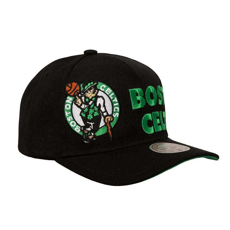 Mitchell Ness Boston Celtics Busted Logo Wordmark Wrap-Around Pro Pinch Adjustable Hat