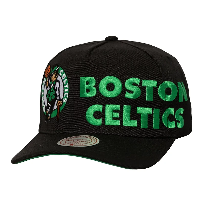 Mitchell Ness Boston Celtics Busted Logo Wordmark Wrap-Around Pro Pinch Adjustable Hat