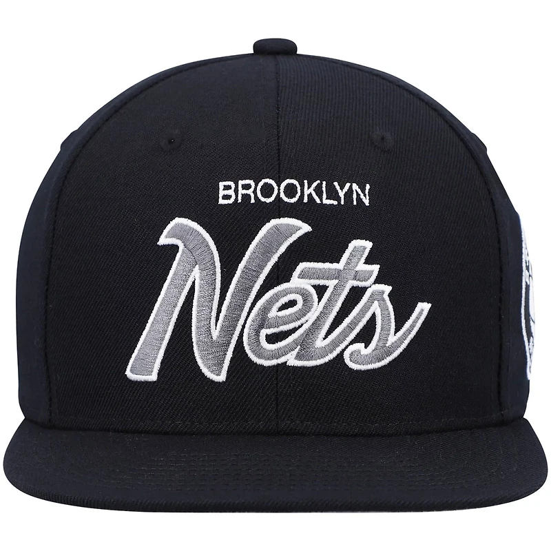 Mitchell  Ness Brooklyn Nets Hardwood Classics Script 20 Snapback Hat