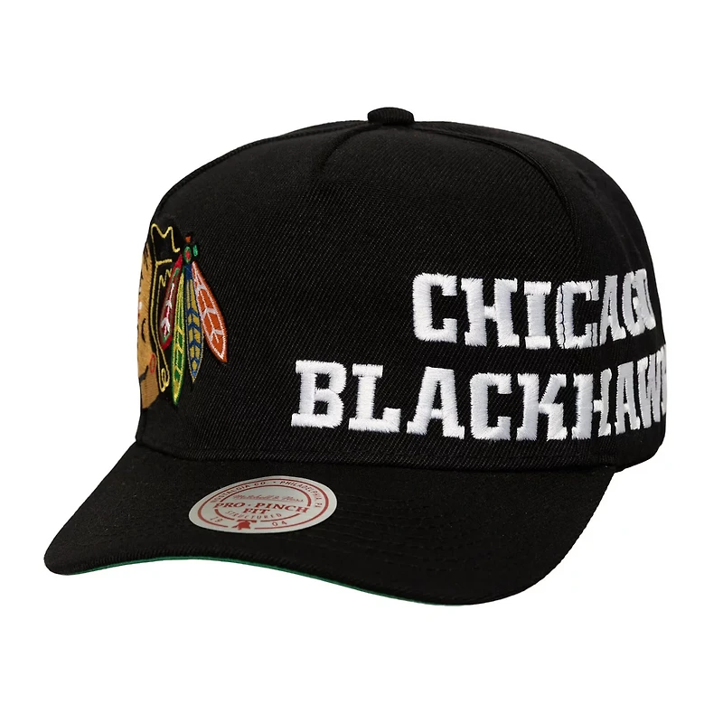 Mitchell Ness Chicago hawks Busted Logo Wordmark Wrap Around Pro Pinch Adjustable Hat