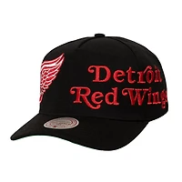 Mitchell  Ness Detroit Red Wings Busted Logo Wordmark Wrap-Around Pro Pinch Adjustable Hat