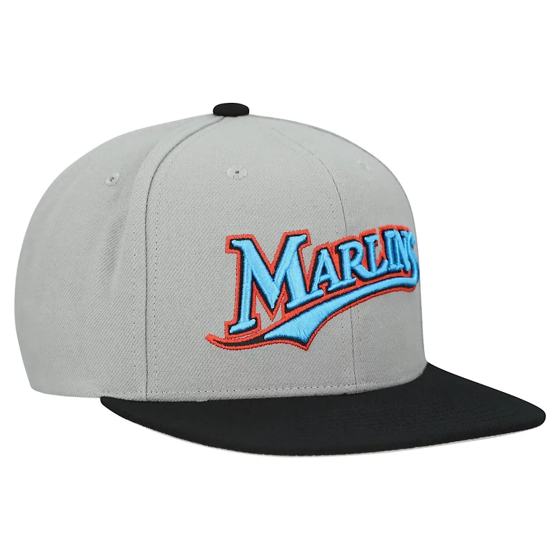Mitchell  Ness Florida Marlins Cooperstown Collection Basic Flip Snapback Hat