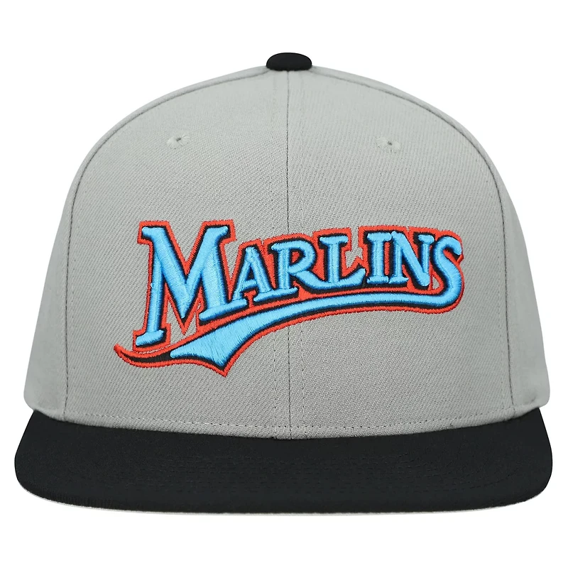 Mitchell  Ness Florida Marlins Cooperstown Collection Basic Flip Snapback Hat