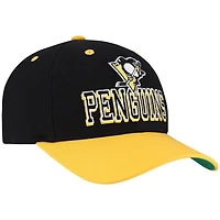 Mitchell  Ness Gold Pittsburgh Penguins Backside Script Two-Tone Pro Crown Adjustable Hat