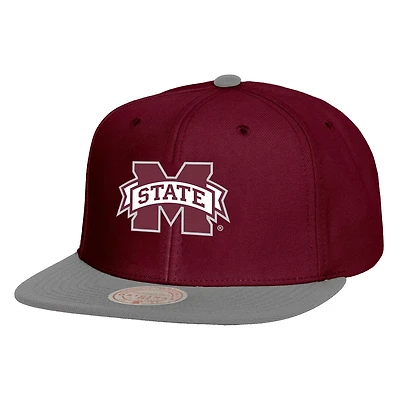 Mitchell Ness /Gray Mississippi State Bulldogs 2-Tone 20 Snapback Hat
