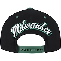Mitchell  Ness Hunter Green Milwaukee Bucks Backside Script Two-Tone Pro Crown Adjustable Hat
