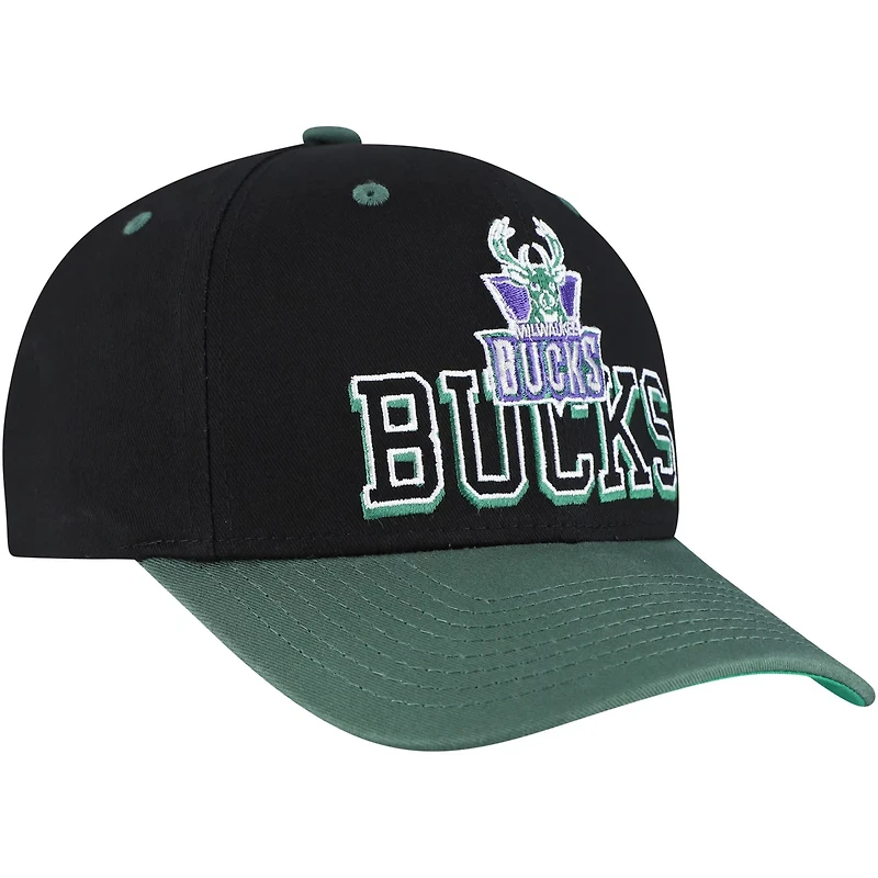 Mitchell Ness Hunter Green Milwaukee Bucks Backside Script Two-Tone Pro Crown Adjustable Hat