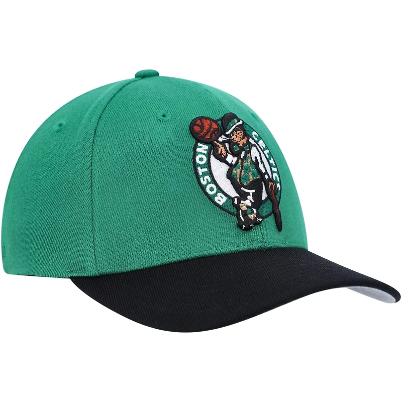 Mitchell  Ness Kelly /Black Boston Celtics MVP Team Two-Tone 20 Stretch-Snapback Hat