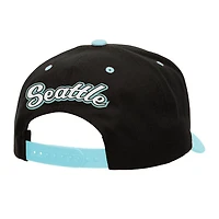 Mitchell  Ness Light Blue Seattle Kraken Backside Script Two-Tone Pro Crown Adjustable Hat
