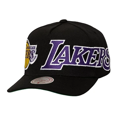 Mitchell  Ness Los Angeles Lakers Busted Logo Wordmark Wrap-Around Pro Pinch Adjustable Hat