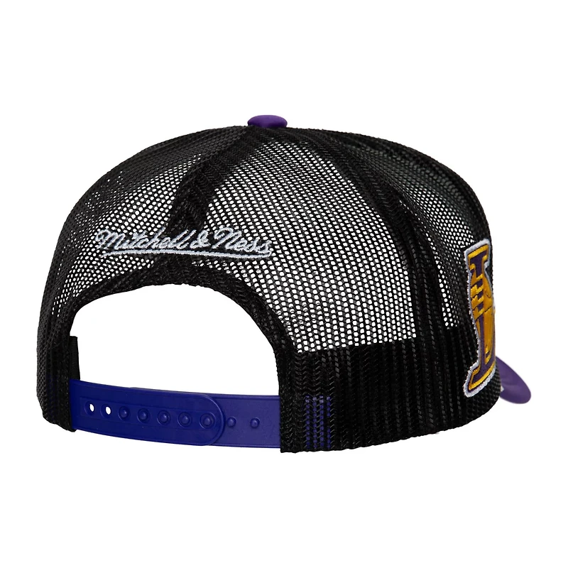 Mitchell  Ness Los Angeles Lakers Hardwood Classics Blocker Foam Front Trucker Snapback Hat