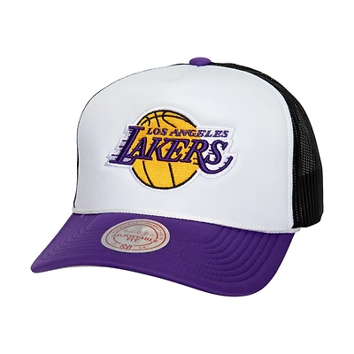 Mitchell  Ness Los Angeles Lakers Hardwood Classics Blocker Foam Front Trucker Snapback Hat