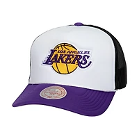 Mitchell  Ness Los Angeles Lakers Hardwood Classics Blocker Foam Front Trucker Snapback Hat