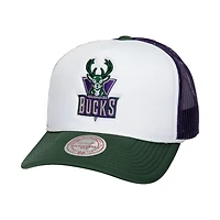 Mitchell  Ness Milwaukee Bucks Hardwood Classics Blocker Foam Front Trucker Snapback Hat