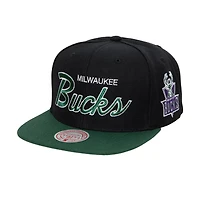 Mitchell  Ness Milwaukee Bucks Hardwood Classics MVP Team Script 20 Snapback Hat