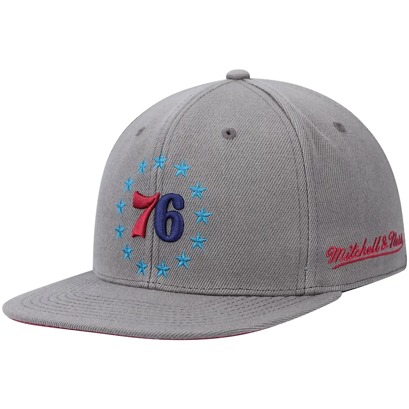 Mitchell  Ness Philadelphia 76ers Hardwood Classics 60th Anniversary Cabernet Fitted Hat
