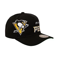 Mitchell  Ness Pittsburgh Penguins Busted Logo Wordmark Wrap-Around Pro Pinch Adjustable Hat