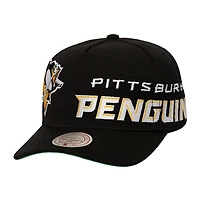 Mitchell  Ness Pittsburgh Penguins Busted Logo Wordmark Wrap-Around Pro Pinch Adjustable Hat