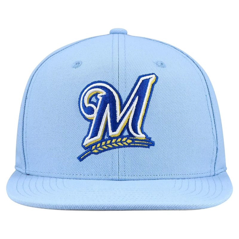 Mitchell  Ness Powder Milwaukee Brewers Cooperstown Collection Basic Flip Snapback Hat