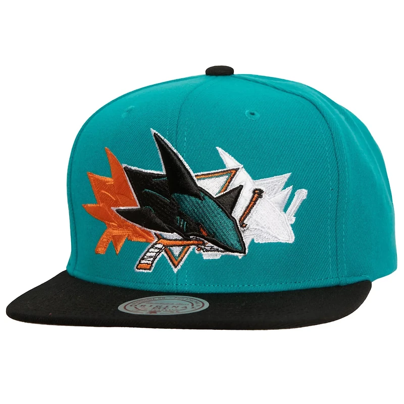 Mitchell Ness San Jose Sharks Soul Triple Up Snapback Hat