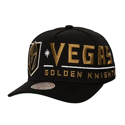 Mitchell Ness Vegas Golden Knights Busted Logo Wordmark Wrap-Around Pro Pinch Adjustable Hat