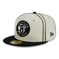 New Era /Black Brooklyn Nets Piping 2-Tone 59FIFTY Fitted Hat