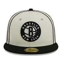 New Era /Black Brooklyn Nets Piping 2-Tone 59FIFTY Fitted Hat