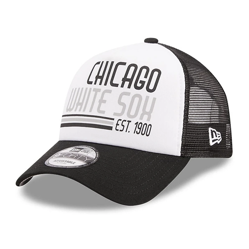 New Era /Black Chicago Sox Stacked A-Frame Trucker 9FORTY Adjustable Hat