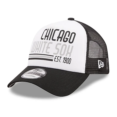 New Era /Black Chicago Sox Stacked A-Frame Trucker 9FORTY Adjustable Hat