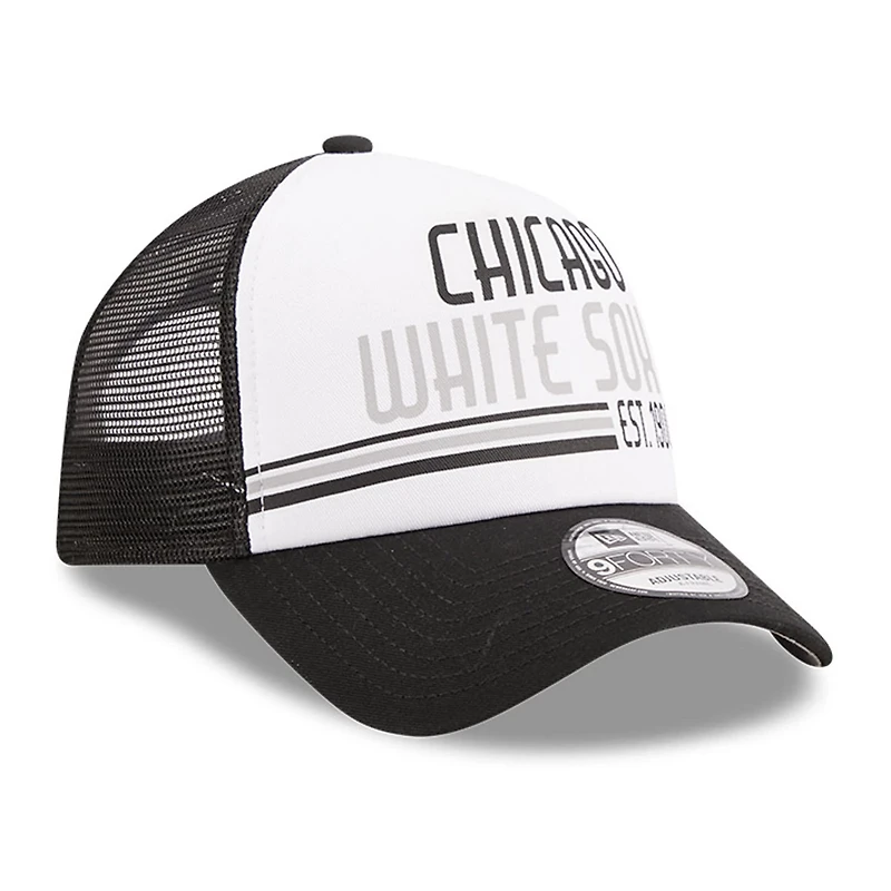 New Era /Black Chicago Sox Stacked A-Frame Trucker 9FORTY Adjustable Hat