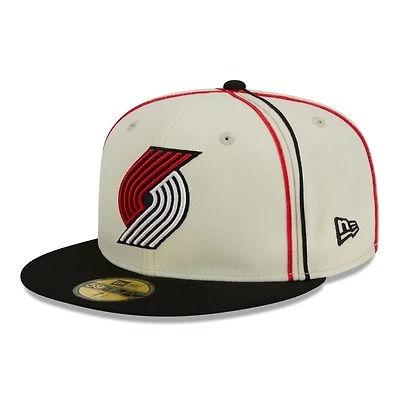 New Era /Black Portland Trail Blazers Piping 2-Tone 59FIFTY Fitted Hat