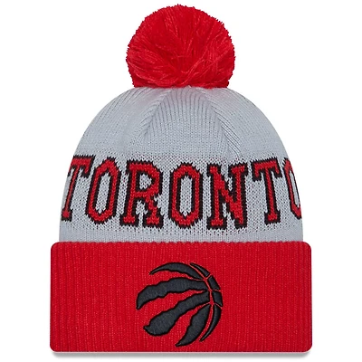 New Era /Gray Toronto Raptors Tip-Off Two-Tone Cuffed Knit Hat with Pom
