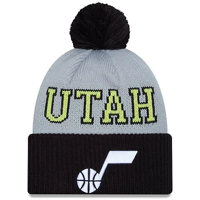 New Era /Gray Utah Jazz Tip-Off Two-Tone Cuffed Knit Hat with Pom